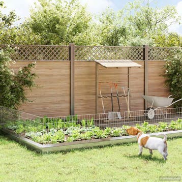 vidaXL Tuinhek met palen 12 st 55 x 50 cm Gegalvaniseerd, Tuin en Terras, Verzenden, Nieuw