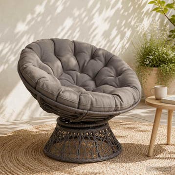 vidaXL Papasan Stoel Kussen VIANEN 100% Polyester Grijs Ø, Verzenden