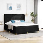 vidaXL Boxspring bed met hoofdeinde Zwart 200 x 180 cm Stof, Verzenden, Nieuw