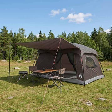 vidaXL Familietent 10-persoons Bruin Grijs Polyester en, Verzenden, Nieuw