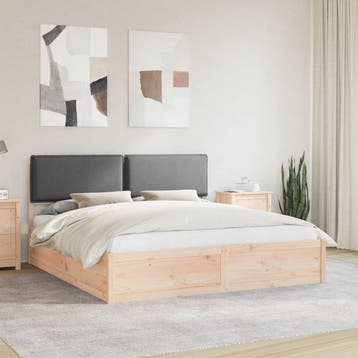 vidaXL Bedframe met Gevoerde Hoofdbord Donkergrijs 180 x 200, Huis en Inrichting, Slaapkamer | Bedden, Verzenden, Nieuw