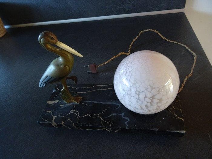 Gual - Gual - Tafellamp - Brons - Lamp Héron gesigneerd door, Antiquités & Art, Art | Objets design