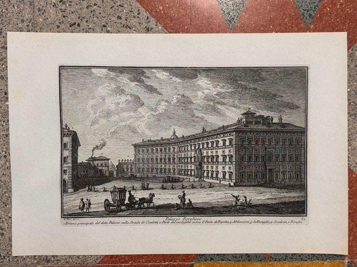 Giuseppe Vasi (1710-1782) - Palazzo Borghese, Antiek en Kunst, Antiek | Overige Antiek
