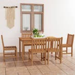 vidaXL 7-delige tuinset 150x90 cm massief teakhout, Verzenden, Nieuw, Tuinset