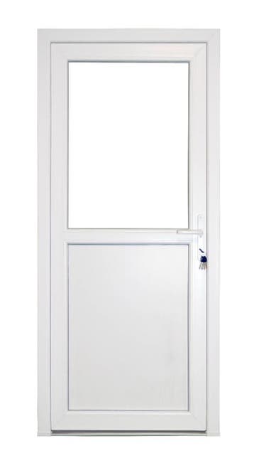 Deur wit 1/2 glas Premium b98 x h215 cm R., 80 tot 100 cm, 215 cm of meer, Nieuw, Ophalen of Verzenden