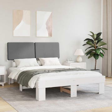 vidaXL Bedframe met Gevoerde Hoofdbord Lichtgrijs 140 x 190, Verzenden, Nieuw
