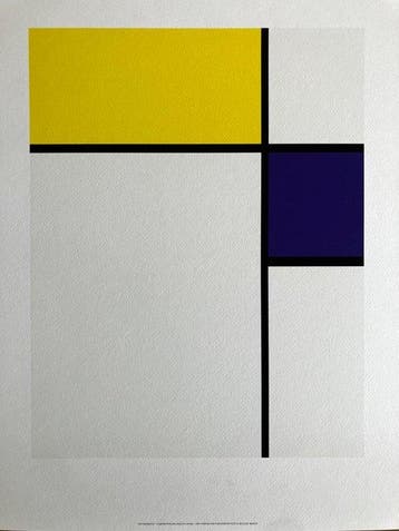 Mondrian - Composition (blanc/blue), Antiek en Kunst