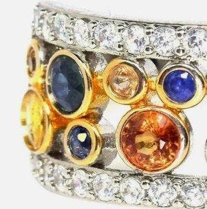 Zonder minimumprijs - Ring Zilver Saffier - 13 natuurlijke, Nieuw