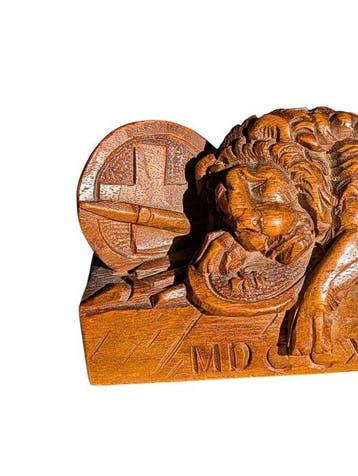 Beeld, Dying Lion of Luzerne - 6 cm - Hout - 1880