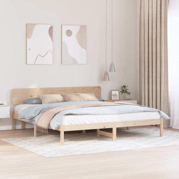 vidaXL Bedframe met hoofdeinde Naturel 180 x 200 cm Massief, Verzenden