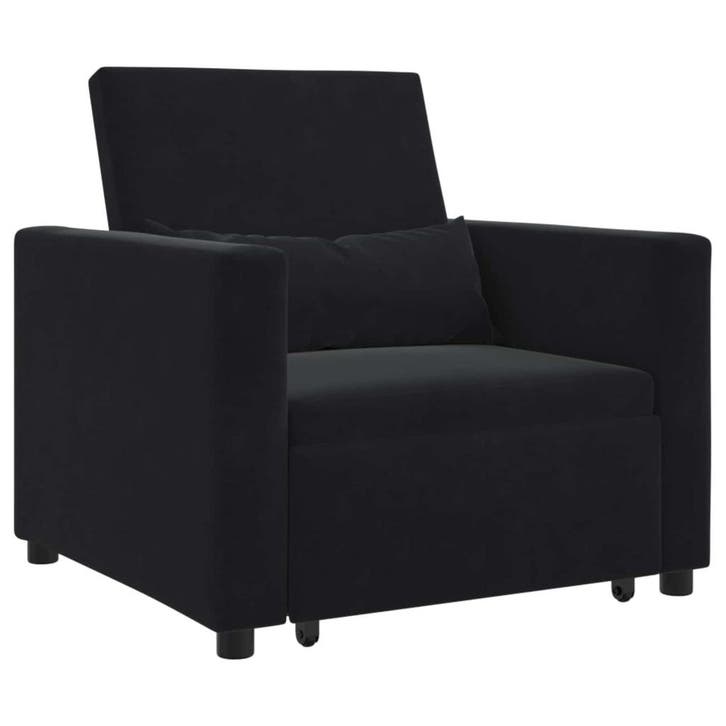 vidaXL Uittrekbare slaapbank eenpersoons met wielen Zwart, Maison & Meubles, Fauteuils, Envoi