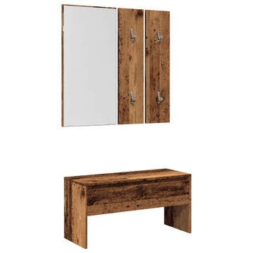 vidaXL Halmeubelset bewerkt hout oud houtkleurig, Verzenden, Nieuw