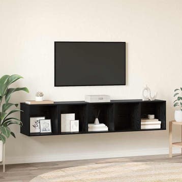 vidaXL TV Kast Set 2 st Zwart Eiken Bewerkt hout, Verzenden, Nieuw