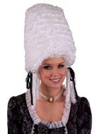 Hoge witte luxe Pompadour pruik, Ophalen of Verzenden