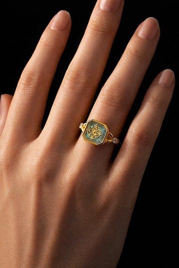 Zilver, Vintage-geïnspireerde Labradoriet ring - goudverguld