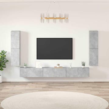 vidaXL 7-delige Tv-meubelset bewerkt hout betongrijs, Verzenden, Nieuw