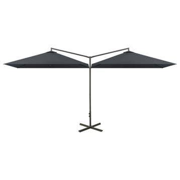 Dubbele Parasol 600x300cm - Antraciet - 55% KORTING, Verzenden, Nieuw, Meer dan 4 meter, Overige typen