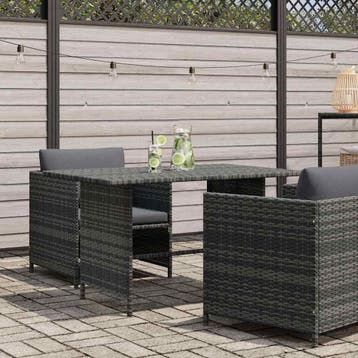 vidaXL Tuintafel 110x70x65 cm poly rattan grijs, Tuin en Terras, Verzenden, Nieuw