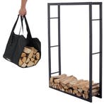 Lendo Online Brandhoutrek 100x25x148 cm Zwart Staal, Verzenden