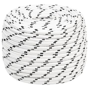 vidaXL Boottouw gevlochten 14 mmx25 m polyester wit, Verzenden