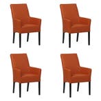 Set van 4 Leren eetkamerstoelen Just met armleuning -, Huis en Inrichting, Stoelen, Ophalen of Verzenden, Nieuw, Leer, Eén