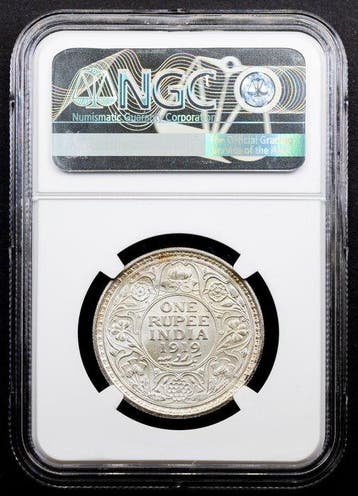 Brits India. George V. 1 Rupee 1919 Calcutta NGC MS62