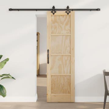 vidaXL Schuifdeur Naturel en Zwart 61 x 198,5 cm Massief, Verzenden