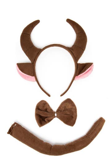 KIMU® Stier Haarband Oren Strik Staart Diadeem Set Bruin Hoo, Ophalen of Verzenden, Nieuw
