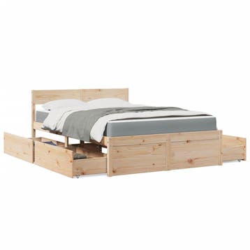 vidaXL Bed met lades en matras massief grenenhout 120x190 cm, Huis en Inrichting, Verzenden, Nieuw