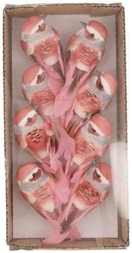 Vogeltjes op clip Roze 8x3,5x3,5 cm 8 stuks, Hobby & Loisirs créatifs