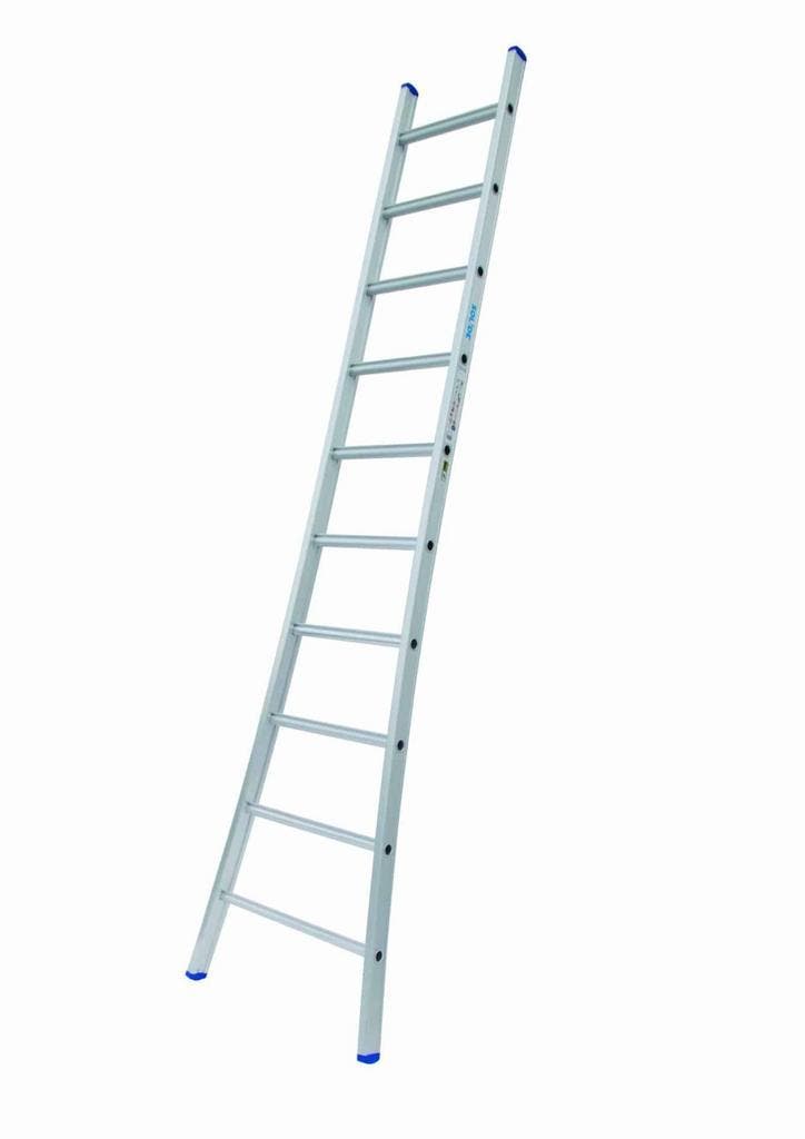Solide 1-delige ladder 10 sporten met gebogen voet, Doe-het-zelf en Bouw, Ladders en Trappen, Ladder, Nieuw, 2 tot 4 meter, Ophalen of Verzenden