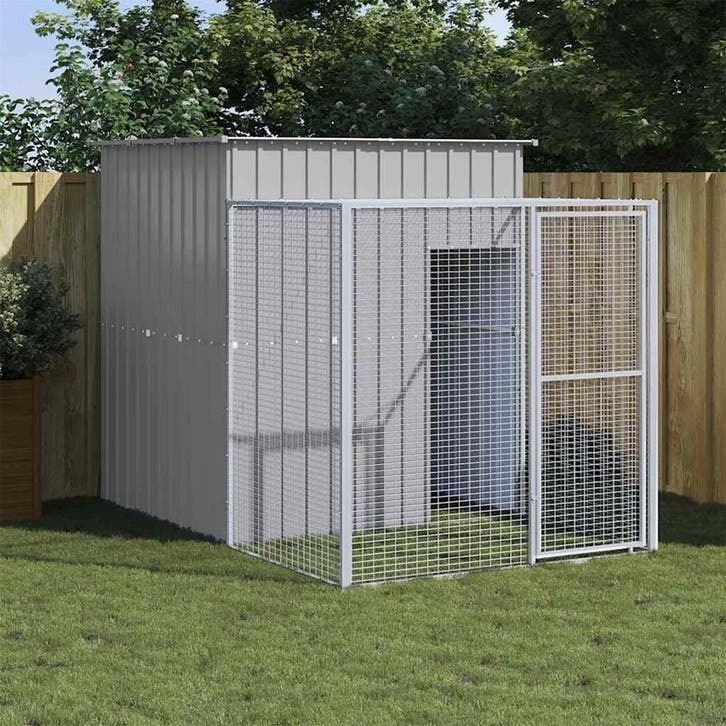 vidaXL Kippenhok met ren 165x251x181 cm gegalvaniseerd staal, Dieren en Toebehoren, Knaagdieren en Konijnen | Hokken en Kooien