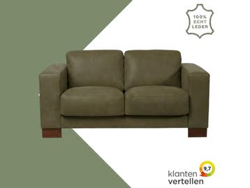Leren bank Clear - 2 zits - Kenia Olive (olijf) - Poten, Ophalen of Verzenden