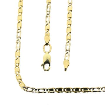 Bicolor gouden gesloten Figaro schakelketting, Ophalen of Verzenden, Gebruikt, Goud, Goud
