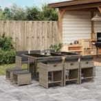 vidaXL 11-delige Tuinset met kussens poly rattan grijs, Verzenden, Nieuw, Tuinset
