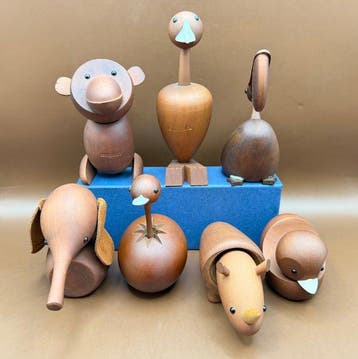 Senshukai  - Speelgoed meubels 7 Vintage wooden animals