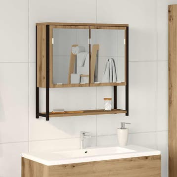 vidaXL Spiegelkast Artisan Eiken 60 x 16 x 60 cm Bewerkt, Verzenden, Nieuw