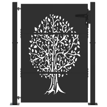 vidaXL Tuinpoort 110 x 130 cm Poedercoated staal Zwart, Verzenden, Nieuw