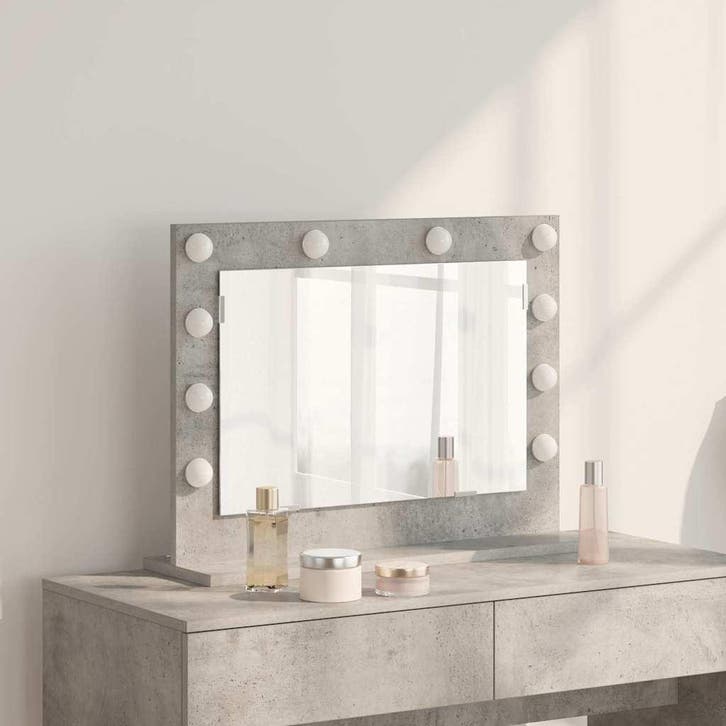 vidaXL Make-up Spiegel Rechthoekig Beton Grijs 60 x 45 x 18, Huis en Inrichting, Woonaccessoires | Spiegels, Nieuw, Verzenden