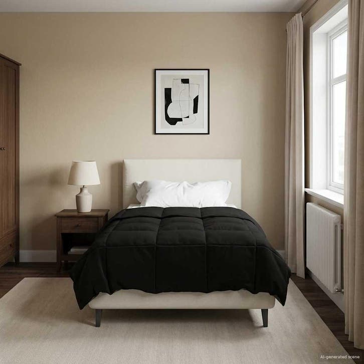 vidaXL Winter Duvet Gekwilt Zwart 140 x 220 cm Microvezel, Huis en Inrichting, Slaapkamer | Beddengoed, Nieuw, Verzenden