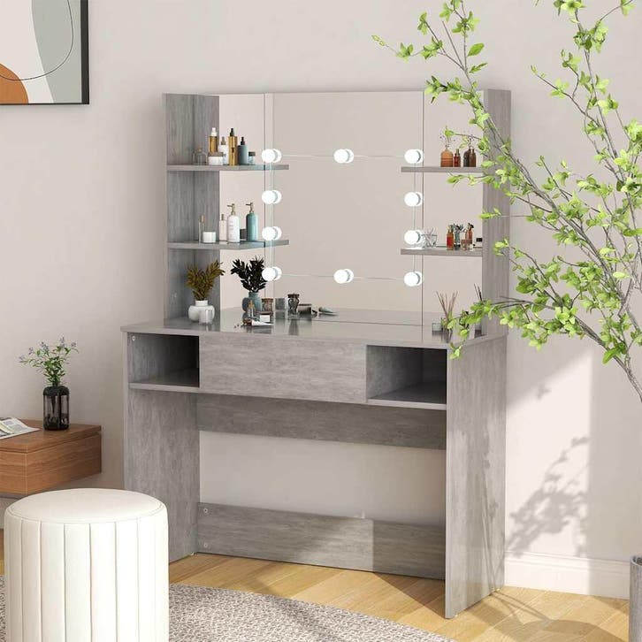vidaXL Kaptafel met LED-verlichting 100x40x135 cm MDF, Maison & Meubles, Tables | Coiffeuses, Envoi