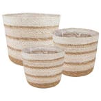 vidaXL Zeegras Plantenmanden 3 pcs Natuurlijk, Wit en Beige, Tuin en Terras, Verzenden, Nieuw