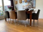 Set van 8 leren kuip eetkamerstoelen - met wieltjes -, Huis en Inrichting, Stoelen, Ophalen of Verzenden, Nieuw, Eén