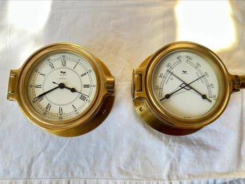 Scheepsklok Thermometer & Hygrometer (2) - Koper, Glas -