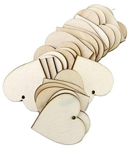 Houten hartjes Hout Geboord 4 cm 2 stuks, Huis en Inrichting, Woonaccessoires | Kunstplanten en Kunstbloemen, Nieuw