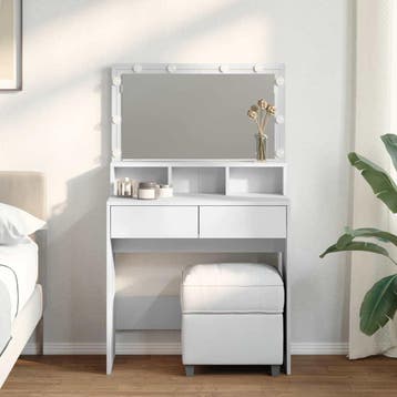 vidaXL Kaptafel met LED 80x41x134,5 cm wit, Huis en Inrichting, Verzenden, Nieuw