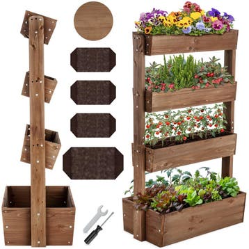 Plantenbak Flora, gelakt hout, met plantenfolie, Tuin en Terras, Verzenden, Nieuw