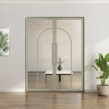 Dubbele stalen taatsdeur Kiezelgrijs 2 Vlaks rond Helder gla, Minder dan 80 cm, Overige typen, Nieuw, Metaal