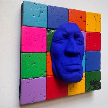 gregos - Blue sadness on colored bricks, Antiek en Kunst