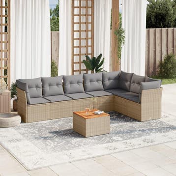 vidaXL 8-delige Loungeset met kussens poly rattan gemengd, Verzenden, Loungeset